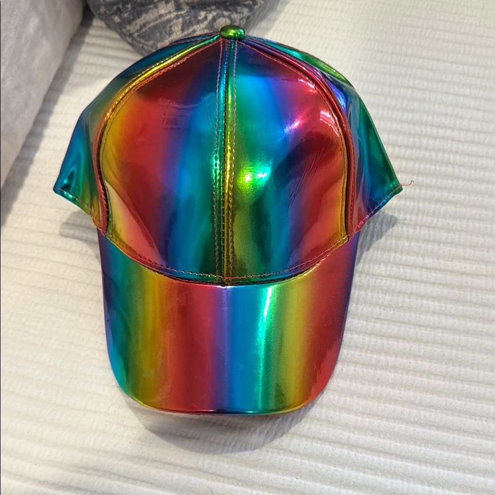 Glossy Red and Blue Hat with Classic Design